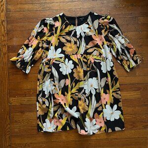 Who What Wear Retro Floral Print Babydoll Dress Size XL